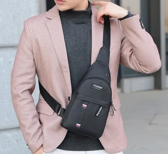 Bolsa Masculina Mochila Slim Transversal Bolsa de Peito e Ombro