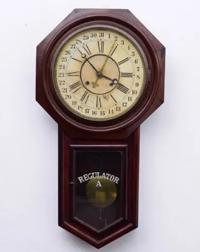 antigo relógio oitavado ansônia regulator, com calendário