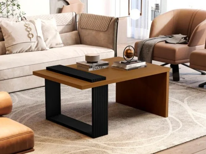 Mesa de Centro REF 8020 Caramelo/Preto Até 12x - Frete Grátis 