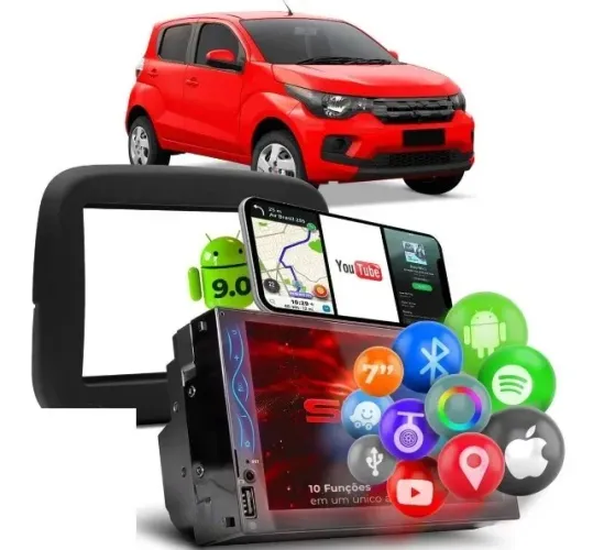 Central Multimídia Android Ultron - Tela De Vidro 7 Pol p/ Fiat Mobi 2015/...