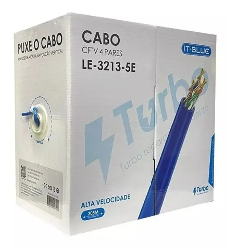 Caixa De Cabo De Rede 305 Metros It-blue Le-3213-5e