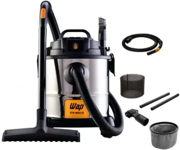Aspirador de Pó e Água Wap Gtw Inox 20 1600W 20 Litros 160 mbar Barril Aço Inox com Soprad