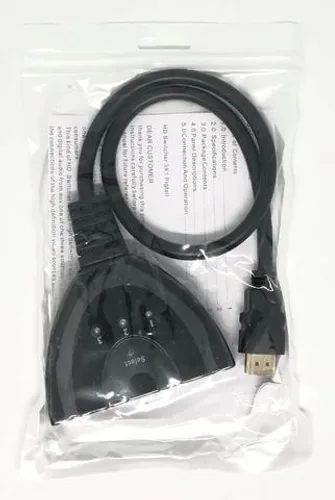 Switch 3 entradas 1 Saída Hdmi 3x1 Full Hd 3d 1080p Chave Seletora Novo na Embalagem