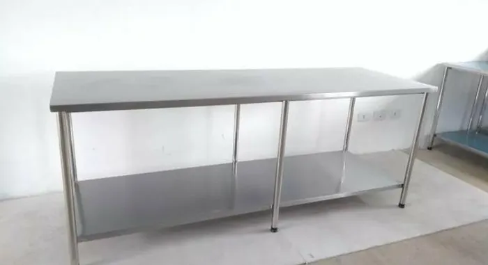 Mesa Inox 2,90 x 0,65 Paneleiro Liso Bancada de Apoio Serviço - Marcos