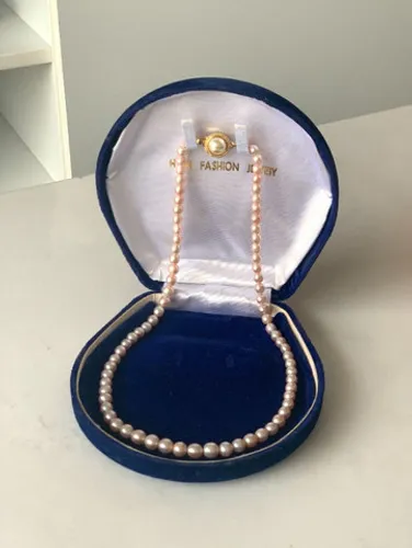 Colar de pérolas verdadeira Rosa