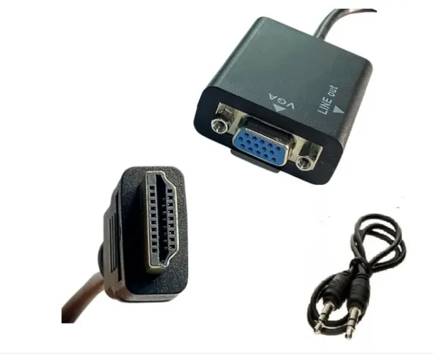 Cabo Adaptador Conversor HDMI para VGA + áudio