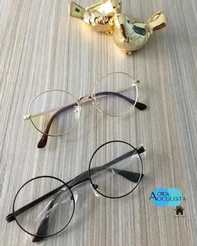 Óculos Redondo Clássico Descanso Armação Sem Grau Lentes Anti Reflexo