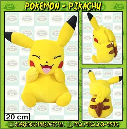 Pelúcia Pikachu Smile - NerdDog Store Pokemon Pokebola Pokémon Pokébola Raichu Elétrico