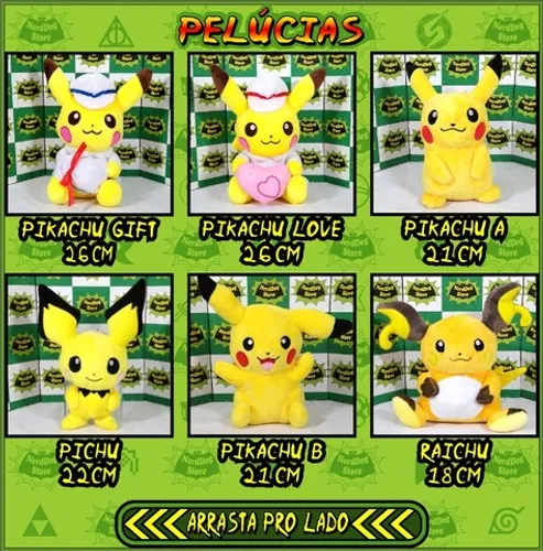 Pelúcia Pikachu Pokémon - NerdDog Store Pokemon Pokebolla Ash Raichu Pichu Yellow Nintendo