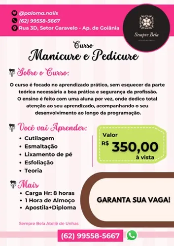 Curso - Presencial - Manicure e Pedicure - Sempre Bela ateliê de Unhas 