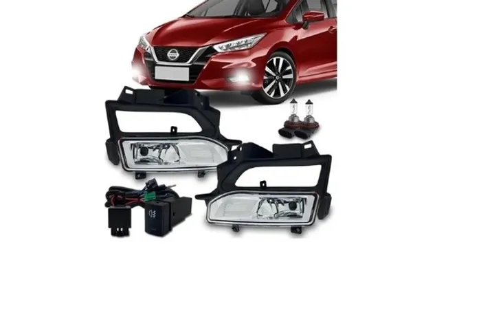 Kit Farol Milha Neblina Moldura Preta Nissan Versa 2020 2021 