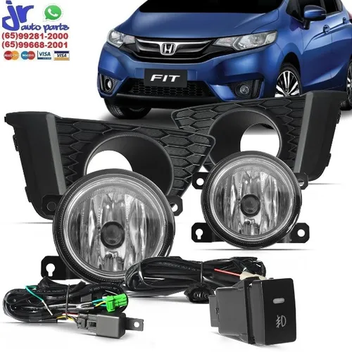 Kit Farol de Milha New Fit 2014 2015 e 2016 Botão Similar ao Original