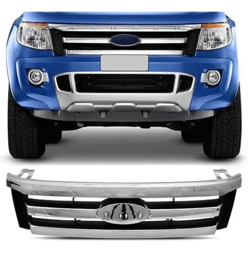 Grade Radiador Com Friso Cromado Ford Ranger 2013 2014 2015