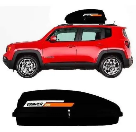 Bagageiro Maleiro Baú de Teto Camper 370 Litros Preto/Cinza/Branco Sem instalação