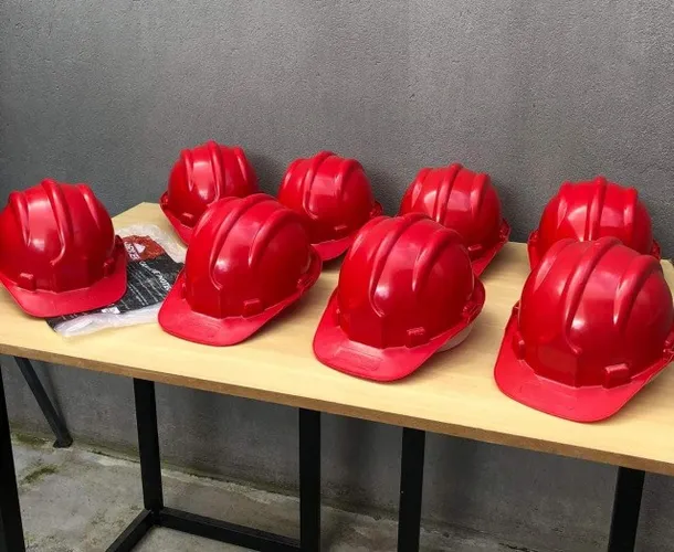 Capacete de Segurança EPI - 8un. Marca Worker - Vermelho