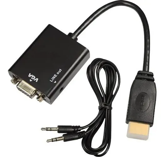 Cabo Conversor Adaptador Hdmi Para Vga Com Saída P2 Áudio<br><br>