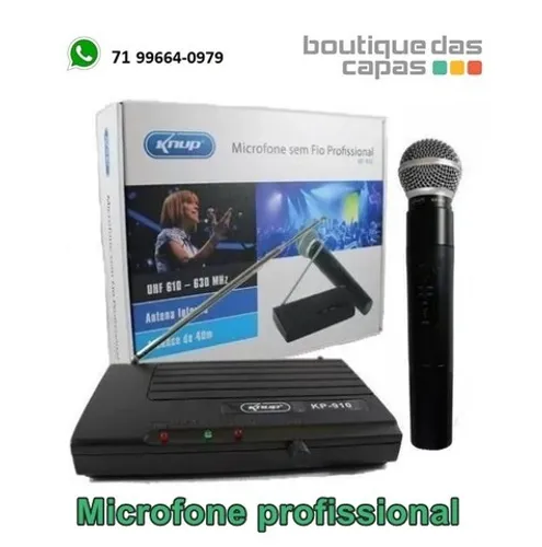 Microfone Sem Fio profissional Uhf Wireless Bivolt Karaokê Pro Kp-910