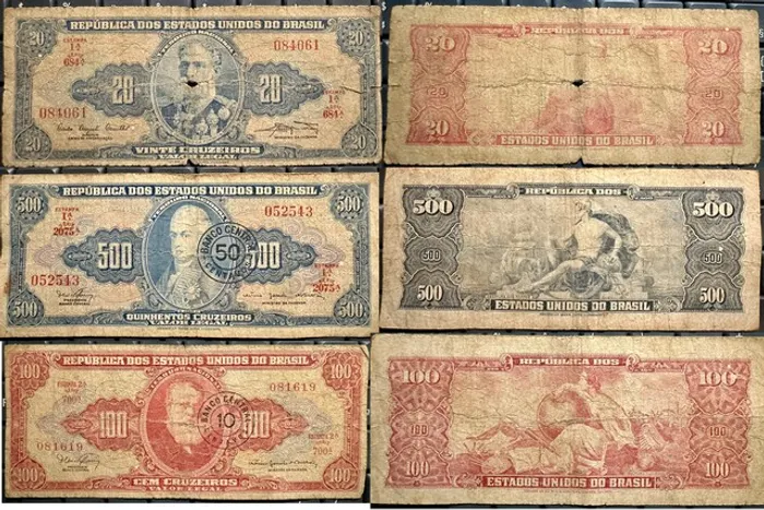 Notas cedulas antigas para coleção