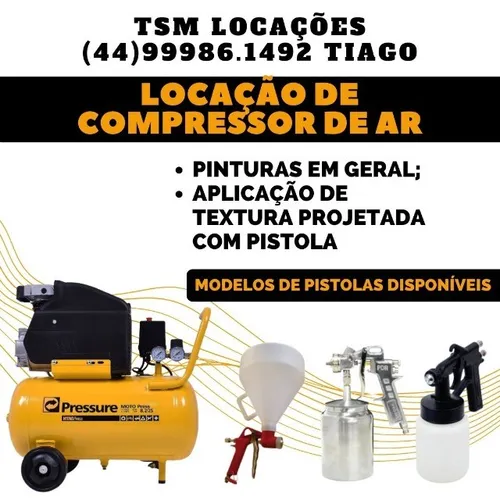 Locação de Compressor de ar. - Pintura, textura, etc. Alugar/Aluguel (Maringá)(Sarandi)