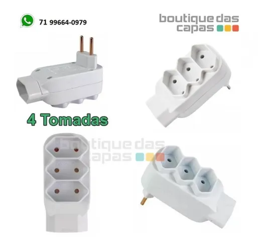 Plugue adaptador 2p 10a com 4 tomadas novo padrao brasileiro - xtrad sl6011 mp