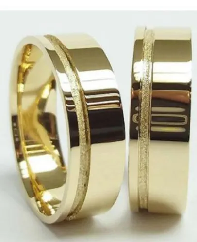 Par aliança moeda antiga cor de ouro