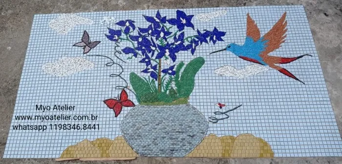 Painel Mosaico, Mosaico Artistico, Orquideas, Quadro, Mosaico