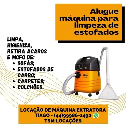 Locação - Máquina para limpar sofá Extratora Wap (Maringá-Mandaguaçu) Alugar/Aluguel