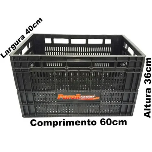 Caixa Plástica Agrícola Hortifruti 60x40x36cm 75L Preta