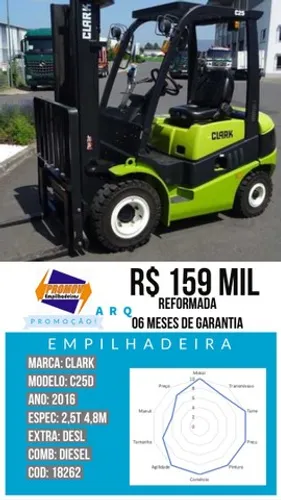 Empilhadeira Clark C30 Diesel triplex 2017