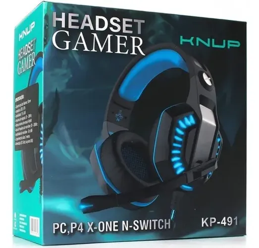 Fone De Ouvido Gamer Headset Knup Kp-491 Com Led Microfone