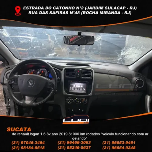 sucata de renault logan 1.6 8v ano 2019 81000 km rodados 