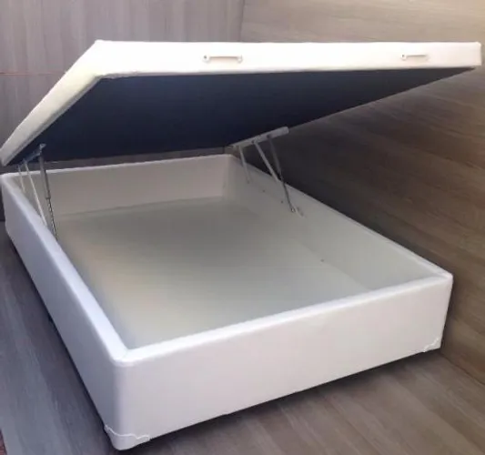 Box casal baú em courino Branco 12 x R$ 68.00