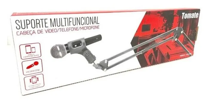 Suporte Para Celular e Microfone Com Braço Articulado Ajustado Para Mesa Novo na Caixa