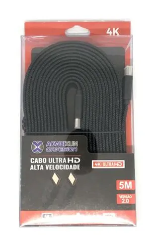 Cabo Hdmi 5 Metros Flat 2.0 4k Ultra HD 19 Pinos Novo na Caixa