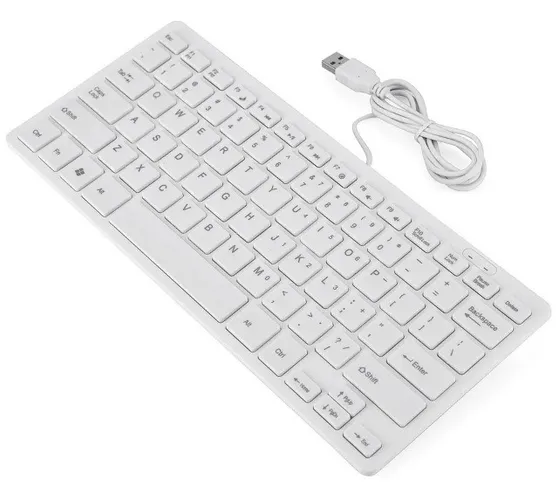 Mini Teclado Com Cabo Usb Compatível Com Pc E Macbook Branco