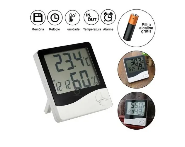 Relógio Medidor Temperatura Umidade Termo-higrômetro Digital