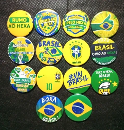 Bottons Copa do Mundo Brasil - Broches Personalizado Bottom Futebol - NerdDog Store