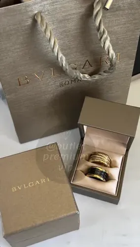 Anel bvlgari dia dos namorados duplo banho em ouro 18 k