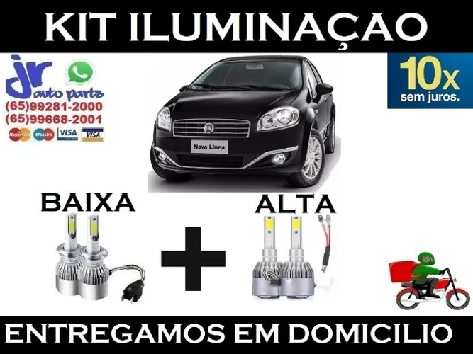 Kit Lampadas Ultra LED (Alta e Baixa) Fiat Linea 6000K 12V 24V