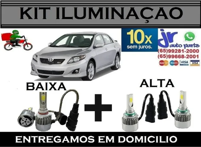 Kit Lampadas Ultra LED (Alta e Baixa) Toyota Corolla 6000K 12V 24V