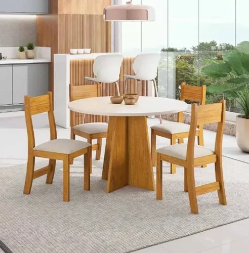 Mesa de Jantar Flipp 90×90 c 4 Cadeiras Brisa Frete Grátis - Até 12x 