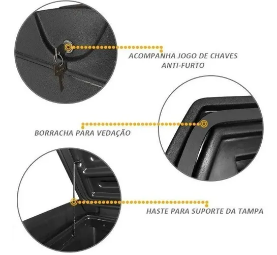 Maleiro Box Baú Trunk Caixa Caçamba Amarok / S10 / Hilux / Ranger 200L