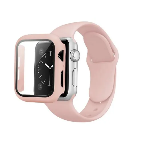 Pulseira Silicone + Capa Bumper Vidro Para Apple Watch 40/42/44 Cores Variadas