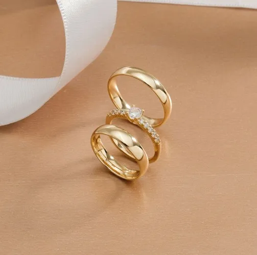 Par de Alianças e Anel de Noivado 4mm