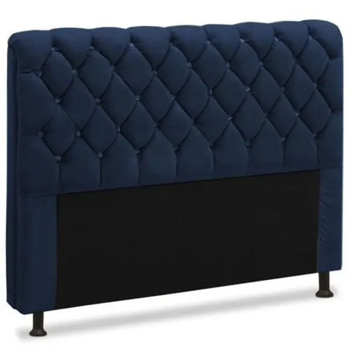 Cabeceira Queen Luxuria Veludo Azul - Frete Grátis - Receba Hoje
