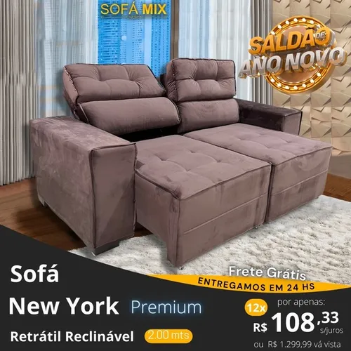Sofá retratil reclinável premium 2,00 mts