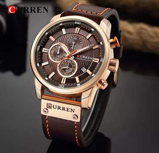 RELÓGIO DE LUXO CURREN ORIGINAL! COM PULSEIRA DE COURO RESISTENTE A ÁGUA 3BAR