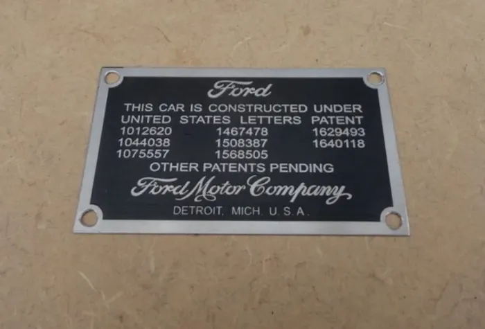 Plaqueta Patente Do Ford Modelo A 1928 À 1931 Fordinho