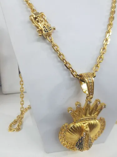 Kit Cordão Cadeado N.sra aparecida banhado a Ouro 18k com 20% de desconto