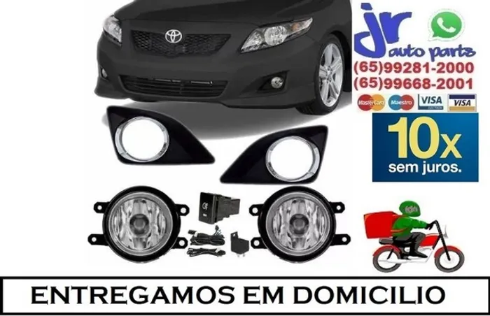 Kit Farol de Milha Corolla 08 09 10 11 com Moldura Cromada /Botao similar
